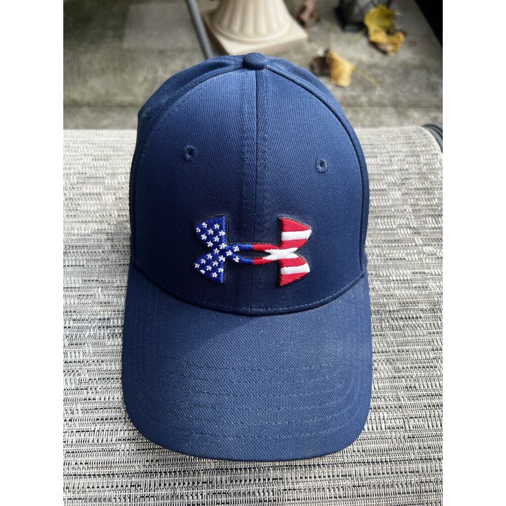 Under Armour Men’s Hat Cap Classic Fit Blue USA Flag Logo Freedom Blitzing L/XL